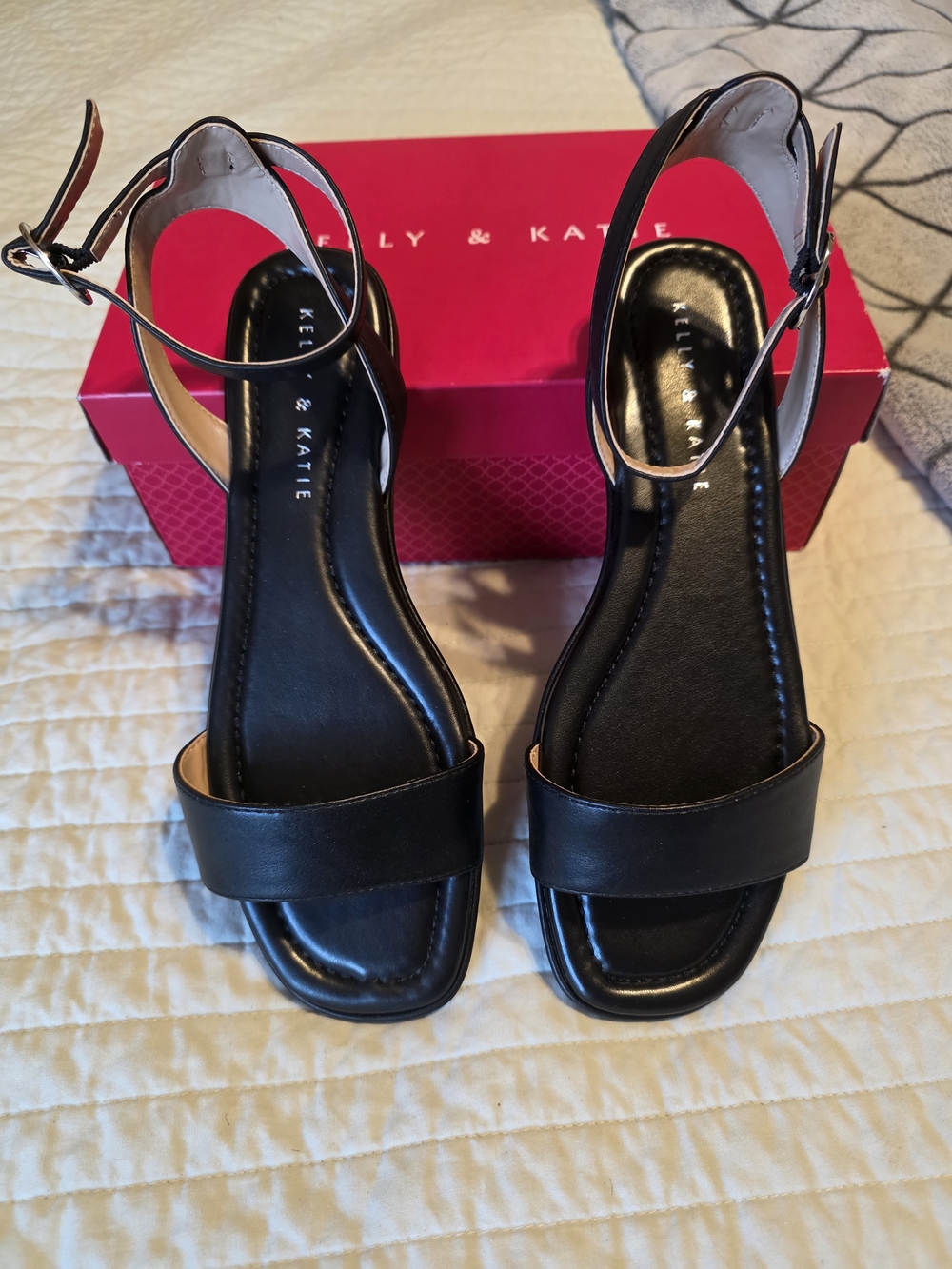 Kelly & Katie Black Ankle-Strap Sandals